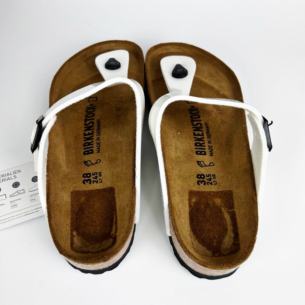 Birkenstock Womens US Size 7 EU 38 Gizeh Patent White Birko-Flor Flip Flops - Picture 6 of 11